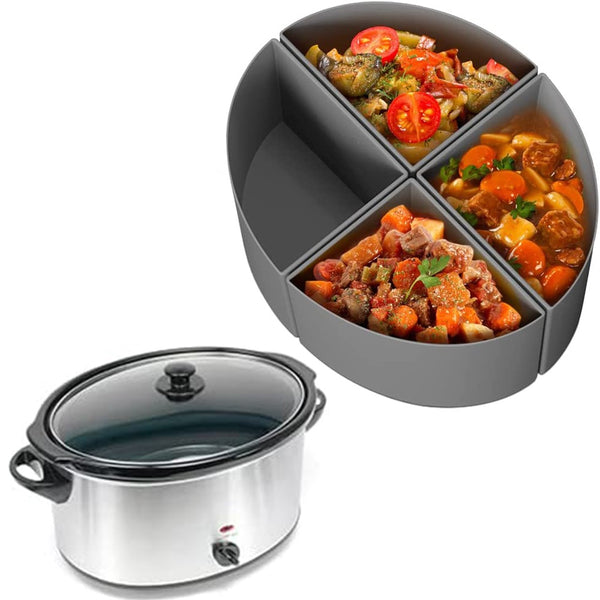Slow Cooker Divider Liner Reusable Cooking Liner Leakproof Silicone Slow CookerDivider for 6 Quart Pot Grey