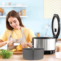 Slow Cooker Divider Liner Reusable Cooking Liner Leakproof Silicone Slow CookerDivider for 6 Quart Pot Grey