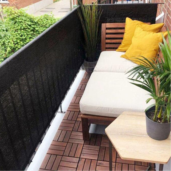 500x90cm Balcony Privacy Screen Fence Cover for Wall Garden Yard Backyard -Black