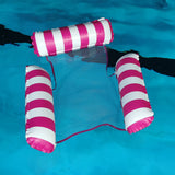 Portable Inflatable Swimming Pool Float Hammock Water Hammock Lounger Pool Floating Bed -Rose Red