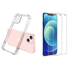 Clear Shockproof Bumper Back Case Cover with 2Pcs Tempered Glass Screen Protector for iPhone 14