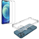 Clear Shockproof Bumper Back Case Cover with 2Pcs Tempered Glass Screen Protector for iPhone 14 Pro