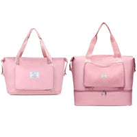 Large Capacity Collapsible Travel Bag Expandable Waterproof Duffel Bag-Pink