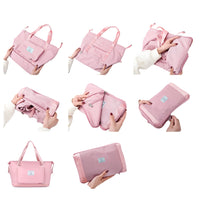 Large Capacity Collapsible Travel Bag Expandable Waterproof Duffel Bag-Pink