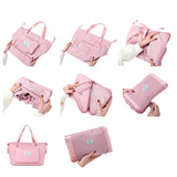 Large Capacity Collapsible Travel Bag Expandable Waterproof Duffel Bag-Pink