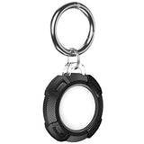 For Apple AirTag Carbon Fiber Shockproof Armor Protective Case Cover Anti-lost Holder Keyring-Black