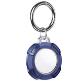 For Apple AirTag Carbon Fiber Shockproof Armor Protective Case Cover Anti-lost Holder Keyring-Blue