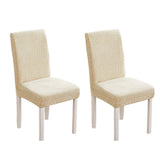 2pcs Stretch Jacquard Dining Room Chair Cover Elastic Slipcover Home-Beige