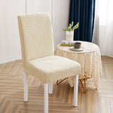 2pcs Stretch Jacquard Dining Room Chair Cover Elastic Slipcover Home-Beige