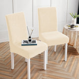 2pcs Stretch Jacquard Dining Room Chair Cover Elastic Slipcover Home-Beige