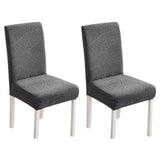 2pcs Stretch Jacquard Dining Room Chair Cover Elastic Slipcover Home-Dark Grey