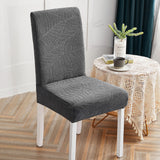 2pcs Stretch Jacquard Dining Room Chair Cover Elastic Slipcover Home-Dark Grey