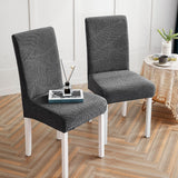 2pcs Stretch Jacquard Dining Room Chair Cover Elastic Slipcover Home-Dark Grey