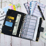 A6 Budget Binder Cash Envelope Planner System Organizer with Budget Money Envelopes-Black