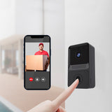 Wireless Doorbell WiFi Night Vision Security Door Bell with Dingdong Machine for Home Monitor-Black