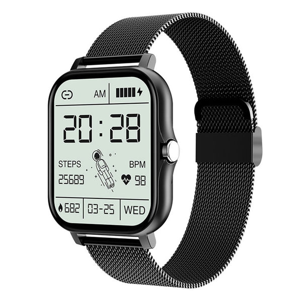 For iPhone Android Bluetooth Smart Watch Women Men Heart Rate Tracker-Black