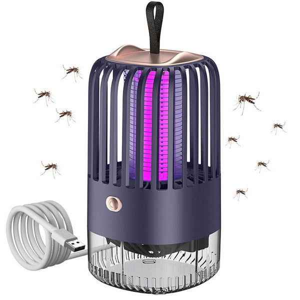 USB Rechargeable Electric Mosquito Killer Lamp Mosquito Zapper Trap LED UV Light-Blue