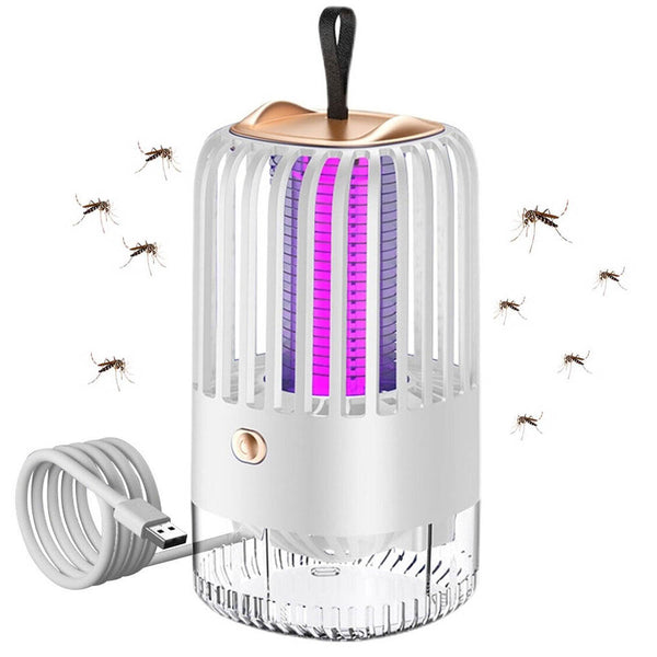 USB Rechargeable Electric Mosquito Killer Lamp Mosquito Zapper Trap LED UV Light-White