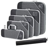 6 Pcs Set Compression Packing Cubes Travel Accessories Expandable Packing Organizers Black