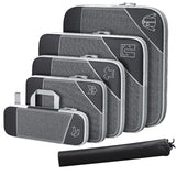 6 Pcs Set Compression Packing Cubes Travel Accessories Expandable Packing Organizers Black
