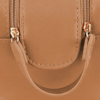 Double Zipper Cosmetic Bag Makeup Organizer Travel Toiletry Bag Brown
