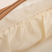 Double Zipper Cosmetic Bag Makeup Organizer Travel Toiletry Bag Brown