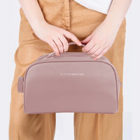 Double Zipper Cosmetic Bag Makeup Organizer Travel Toiletry Bag Pink
