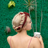 3Pcs Heatless Curling Rod Hair Curling Rollers Lazy Curler Sets Headband Wine Red