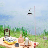 Collapsible Aluminium Alloy Camping Lantern Stand with Stake and Hook Red