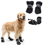 4Pcs Anti Slip Protective Dog Shoes Boots Pet Socks Booties Black