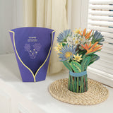 3D Pop Up Bouquet Greeting Cards Kit Festive Forever Paper Flower Bouquet with Note Card-Style 3