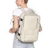 Sport Backpack Travel Rucksack Duffel Shoulder Hiking Camping Bag with Shoe Compartment Beige