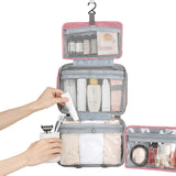 Large Capacity Toiletry Bag Travel Bag with Hanging Hook-Pink