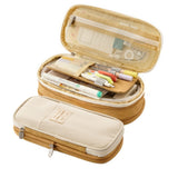 Large Capacity Pencil Case Pen Pouch Storage Bag Khaki