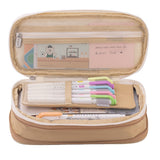 Large Capacity Pencil Case Pen Pouch Storage Bag Khaki