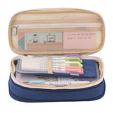 Large Capacity Pencil Case Pen Pouch Storage Bag Navy