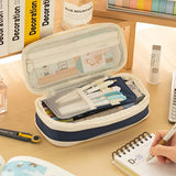 Large Capacity Pencil Case Pen Pouch Storage Bag Navy