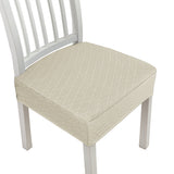 2Pcs Water Resistant Rhombic Lattice Jacquard Fabric Chair Seat Cushion Cover Dining Chair Covers Beige