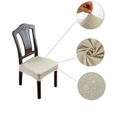 2Pcs Water Resistant Rhombic Lattice Jacquard Fabric Chair Seat Cushion Cover Dining Chair Covers Beige