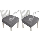 2Pcs Water Resistant Rhombic Lattice Jacquard Fabric Chair Seat Cushion Cover Dining Chair Covers Grey