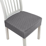 2Pcs Water Resistant Rhombic Lattice Jacquard Fabric Chair Seat Cushion Cover Dining Chair Covers Grey
