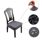 2Pcs Water Resistant Rhombic Lattice Jacquard Fabric Chair Seat Cushion Cover Dining Chair Covers Grey