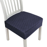 2Pcs Water Resistant Rhombic Lattice Jacquard Fabric Chair Seat Cushion Cover Dining Chair Covers Navy