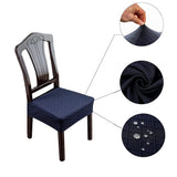 2Pcs Water Resistant Rhombic Lattice Jacquard Fabric Chair Seat Cushion Cover Dining Chair Covers Navy