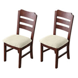 2Pcs Dining Chair Seat Covers – Jacquard Removable Elastic Cushion Slipcovers Beige