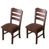 2Pcs Dining Chair Seat Cover Jacquard Removable Elastic Cushion Slipcovers Coffee