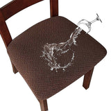 2Pcs Dining Chair Seat Cover Jacquard Removable Elastic Cushion Slipcovers Coffee