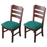 2Pcs Dining Chair Seat Cover Jacquard Removable Elastic Cushion Slipcovers Green