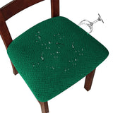 2Pcs Dining Chair Seat Cover Jacquard Removable Elastic Cushion Slipcovers Green