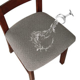 2Pcs Dining Chair Seat Cover Jacquard Removable Elastic Cushion Slipcovers Grey